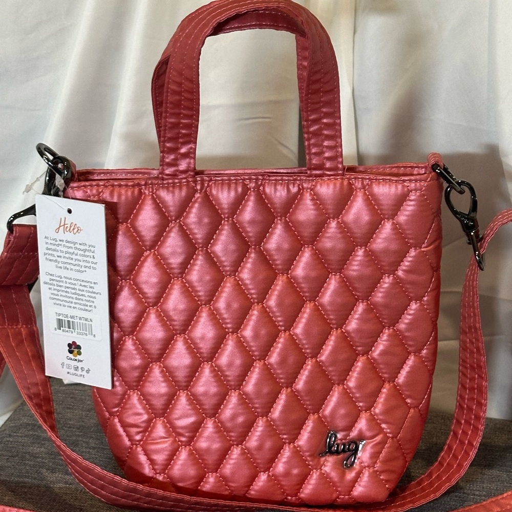 Lug TipToe mini crossbody tote metallic watermelon NWT